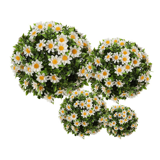 Clayre & Eef | Decoratie bol kunstbloem Margriet Wit Groen ø 12 cm | 6PL0324XS