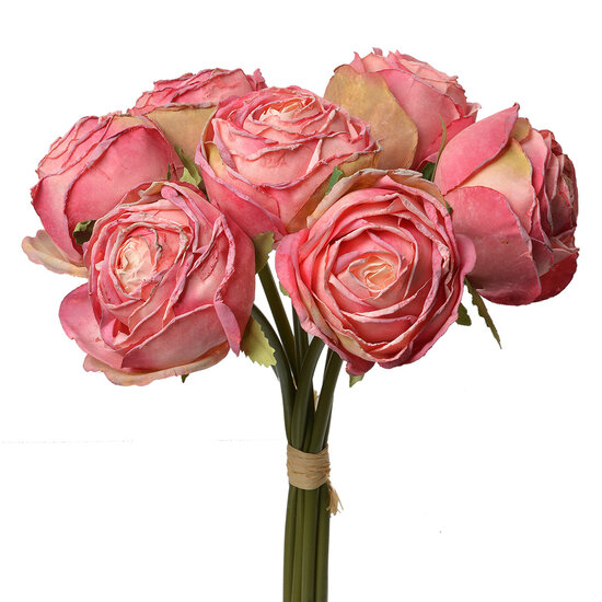 Clayre & Eef | Kunstbloem bos van 7 rozen Roze 16x14x34 cm | 6PL0336P
