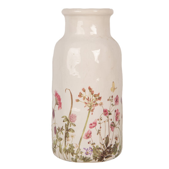 Clayre &amp; Eef   | Vaas Beige Roze &oslash; 15x32 cm | 6CE1932L