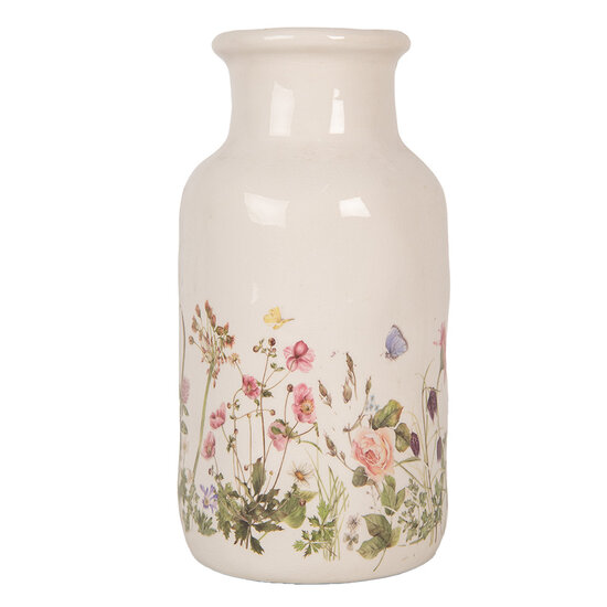 Clayre &amp; Eef   | Vaas Beige Roze &oslash; 14x26 cm | 6CE1932M