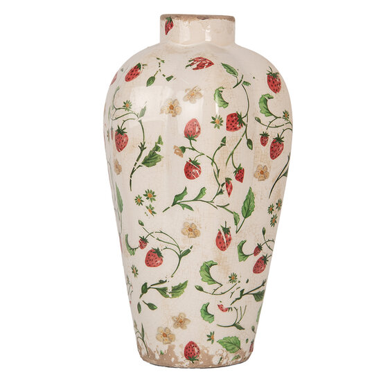 Clayre & Eef | Vaas Beige Rood ø 17x29 cm | 6CE1939S