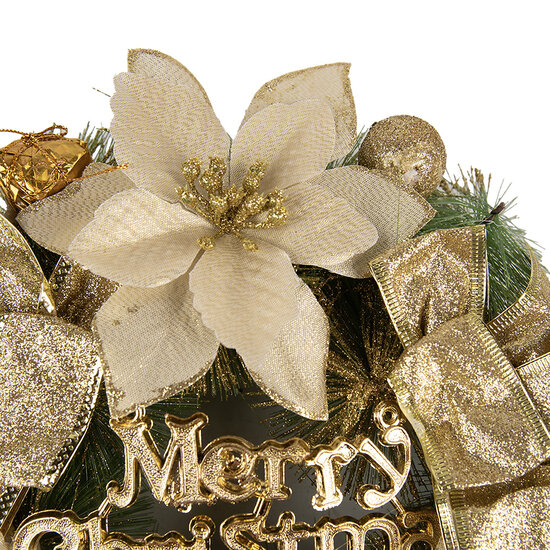 Clayre & Eef | Kerstdecoratie Krans Goudkleurig Groen ø 30x8 cm | 65773