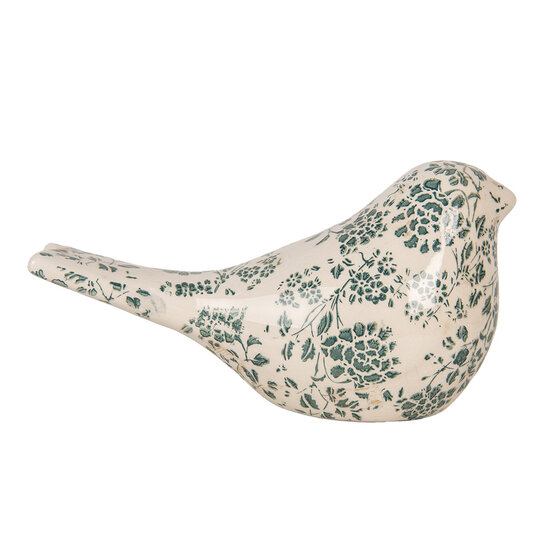 Clayre & Eef | Decoratie beeld Vogel Beige Groen 25x10x13 cm | 6CE1950L