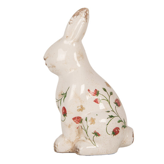 Clayre & Eef | Decoratie Beeld Konijn Beige Rood 16x12x28 cm | 6CE1960L