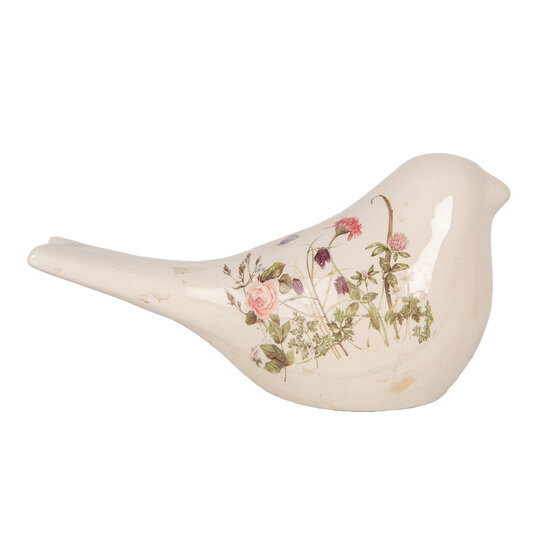 Clayre & Eef | Decoratie beeld Vogel Beige Roze 25x10x13 cm | 6CE1953L