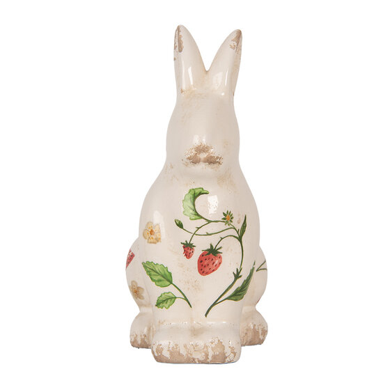 Clayre & Eef | Decoratie Beeld Konijn Beige Rood 13x10x21 cm | 6CE1960M