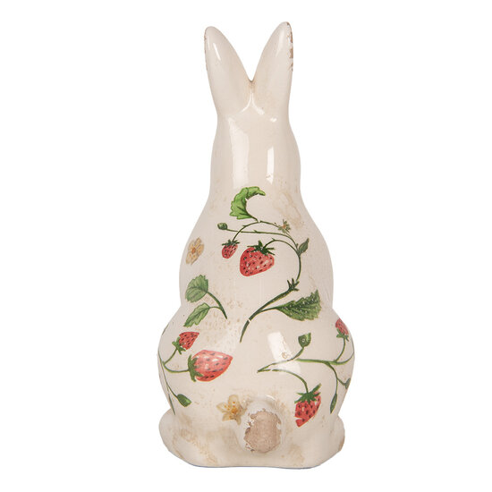 Clayre & Eef | Decoratie Beeld Konijn Beige Rood 13x10x21 cm | 6CE1960M