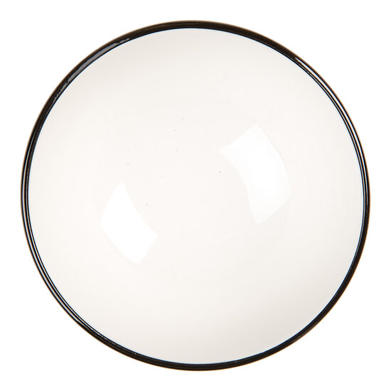 Clayre & Eef | Soepkom Wit Zwart ø 9x5 cm / 125 ml | 6CEBO0072