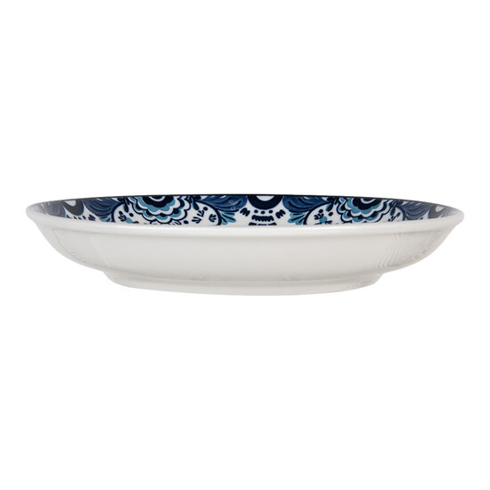 Clayre & Eef | Servies Ontbijtbord Wit Blauw ø 21x3 cm | 6CEDP0166