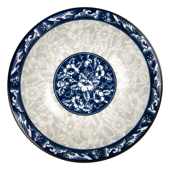 Clayre &amp; Eef   | Serveerschaal Wit Blauw &oslash; 21x5 cm / 600 ml | 6CEPS0001