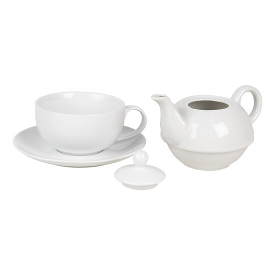 Clayre &amp; Eef   | Tea for One Wit 17x16x13 cm / 350 ml / 250 ml | 6CETEFO0001