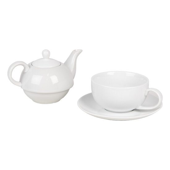Clayre &amp; Eef   | Tea for One Wit 17x16x13 cm / 350 ml / 250 ml | 6CETEFO0001