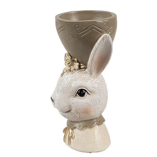 Clayre & Eef | Eierdopje Konijn Beige Bruin 7x7x12 cm | 6PR4402