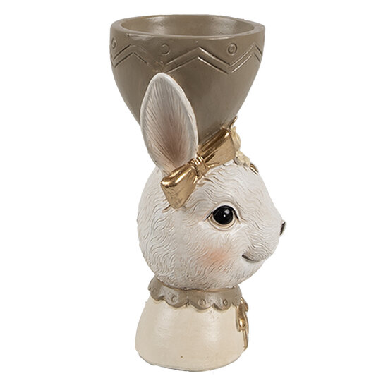 Clayre & Eef | Eierdopje Konijn Beige Bruin 7x7x12 cm | 6PR4402