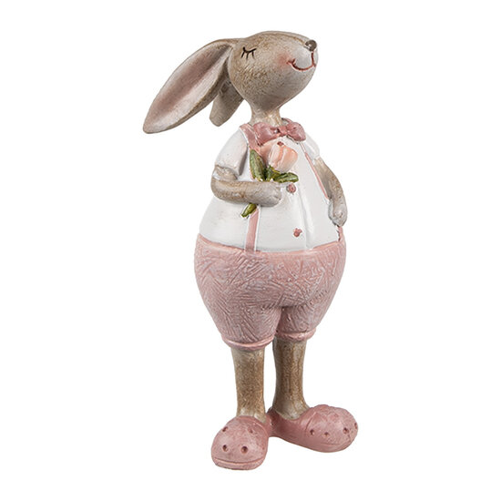 Clayre & Eef | Decoratie Konijn Beige Roze 4x5x11 cm | 6PR5246