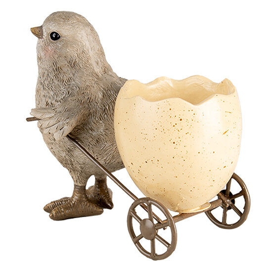 Clayre & Eef | Decoratie beeld Kuiken Grijs Geel 13x7x11 cm | 6PR5269