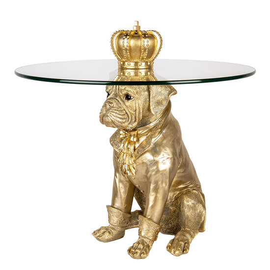 Clayre & Eef | Bijzettafel Hond Goudkleurig ø 55x55 cm | 50785