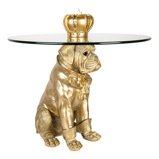 Clayre & Eef | Bijzettafel Hond Goudkleurig ø 55x55 cm | 50785