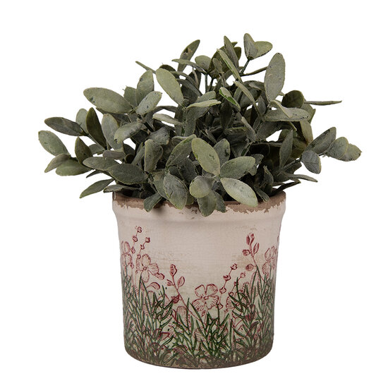 Clayre &amp; Eef   | Bloempot Binnen Beige Groen &oslash; 13x12 cm | 6CE2017S
