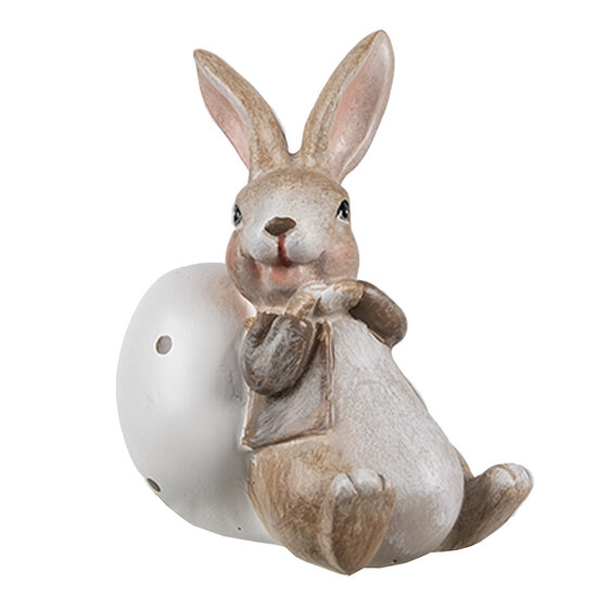 Clayre & Eef | Decoratie Beeld Konijn Bruin Wit 6x4x8 cm | 6PR5266
