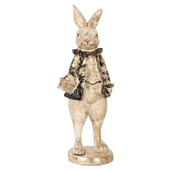 Clayre & Eef | Decoratie Beeld Konijn Beige Zwart 9x10x24 cm | 6PR5097