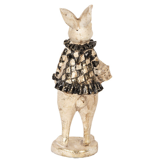 Clayre & Eef | Decoratie Beeld Konijn Beige Zwart 9x10x24 cm | 6PR5097
