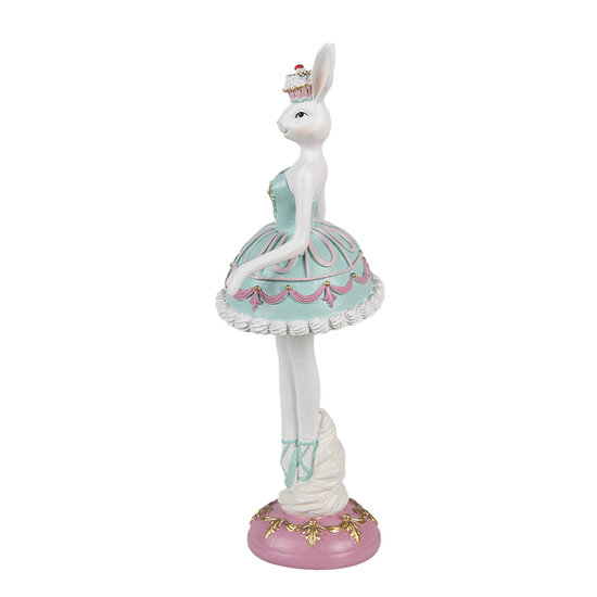 Clayre & Eef | Decoratie Konijn Wit Groen 9x8x23 cm | 6PR5153