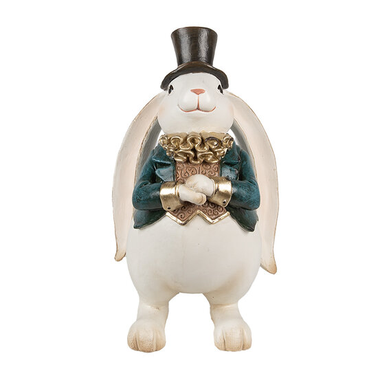 Clayre & Eef | Decoratie Konijn Wit Blauw 14x13x23 cm | 6PR5157