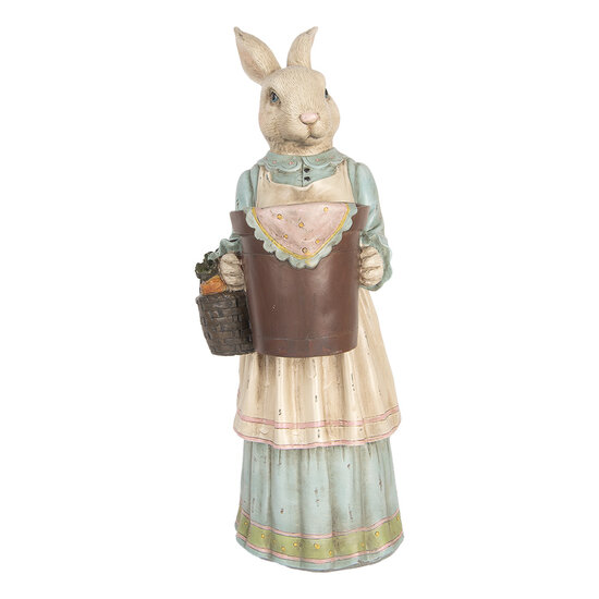 Clayre & Eef | Decoratie Beeld Konijn Beige Blauw 23x17x46 cm | 6PR5428