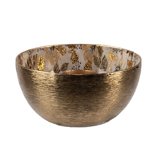 Clayre & Eef | Kandelaar Goudkleurig Wit ø 8x4 cm | 65884