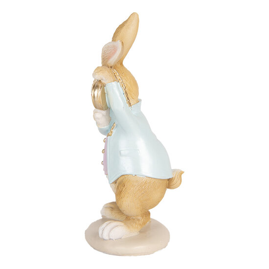 Clayre & Eef | Decoratie Beeld Konijn Beige Blauw 9x7x15 cm | 6PR5461