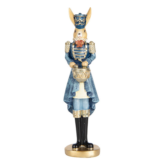 Clayre & Eef | Decoratie Beeld Konijn Beige Blauw Goudkleurig 5x5x18 cm | 6PR5465