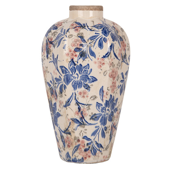Clayre &amp; Eef   | Vaas Beige Blauw &oslash; 17x30 cm | 6CE1935S