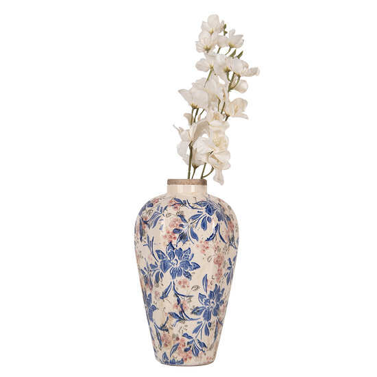 Clayre &amp; Eef   | Vaas Beige Blauw &oslash; 17x30 cm | 6CE1935S