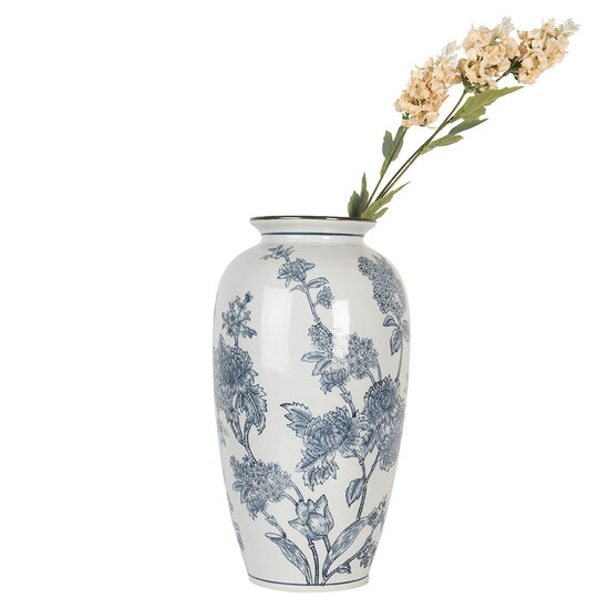 Clayre & Eef | Vaas Wit Blauw ø 19x37 cm | 6CE2071