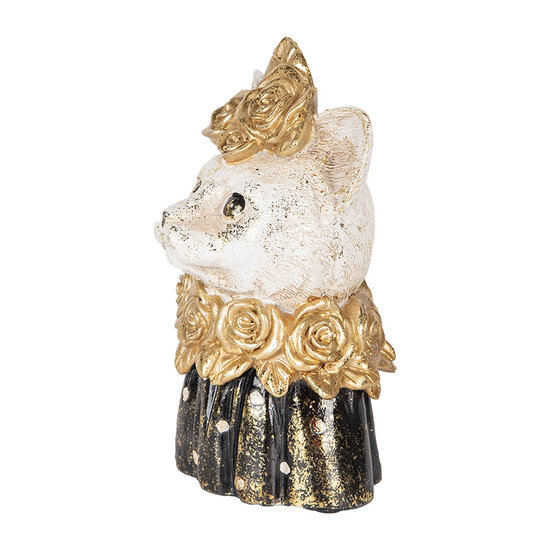 Clayre &amp; Eef   | Decoratie Beeld Kat Wit Zwart 12x10x18 cm | 6PR5076