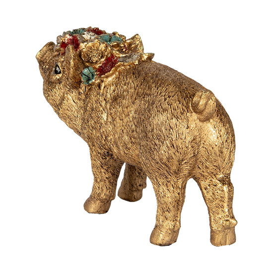Clayre & Eef | Decoratie Beeld Varken Goudkleurig 20x7x13 cm | 6PR5082