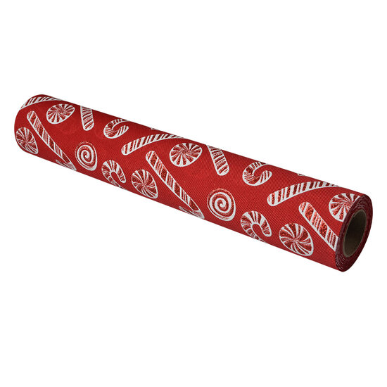 Clayre & Eef | Tafelloper Rood Wit 28x275 cm | 66037