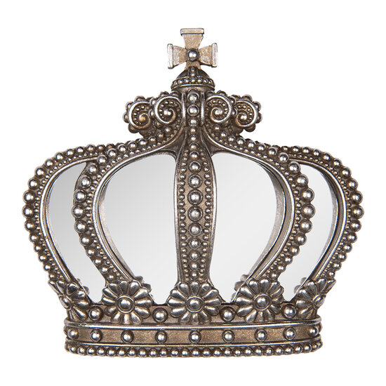 Clayre & Eef | Wanddecoratie Kroon Zilverkleurig 25x6x24 cm | 6PR5297