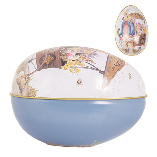 Clayre &amp; Eef   | Decoratie ei Wit Blauw 8x13x8 cm | 6BL0144