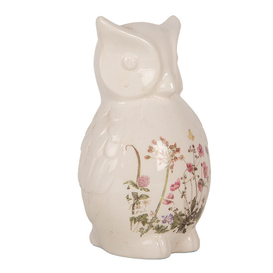 Clayre & Eef | Decoratie Beeld Uil Beige Roze 14x13x22 cm | 6CE1962L
