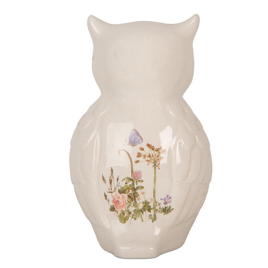 Clayre & Eef | Decoratie Beeld Uil Beige Roze 14x13x22 cm | 6CE1962L