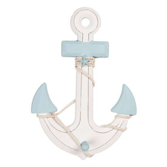 Clayre &amp; Eef   | Decoratie Anker Blauw Wit 22x5x33 cm | 6H2402