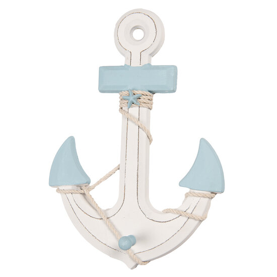 Clayre &amp; Eef   | Decoratie Anker Blauw Wit 22x5x33 cm | 6H2402