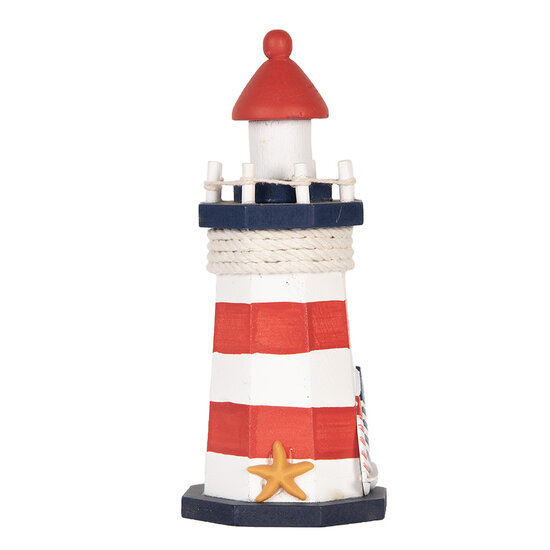 Clayre & Eef | Decoratie Vuurtoren Wit Rood Blauw ø 9x19 cm | 6H2408