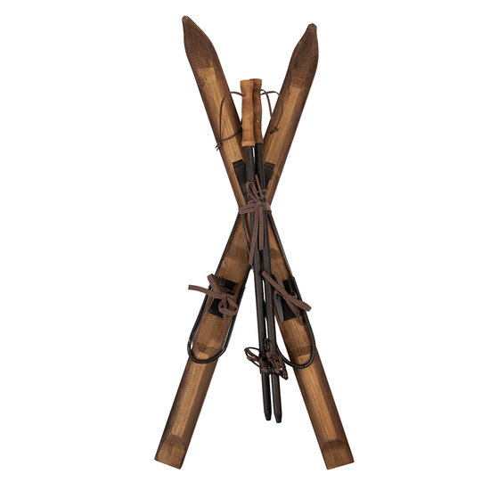 Clayre & Eef | Decoratie ski's (2) + skistokken (2) Bruin 24x10x90 cm | 5H0721