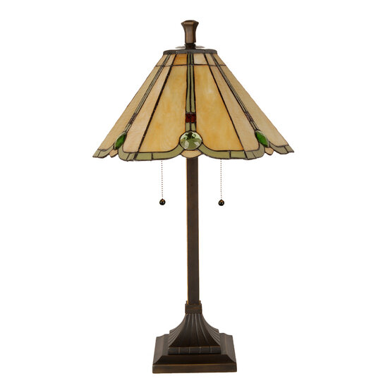 Clayre & Eef | Tiffany Tafellamp Beige Bruin ø 40x67 cm E27/max 2x60W | 5LL-6367