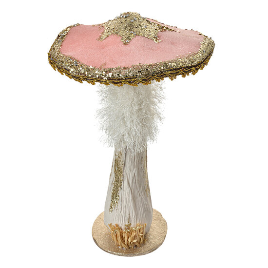 Clayre & Eef | Decoratie Paddenstoel Roze Goudkleurig ø 26x43 cm | 66167