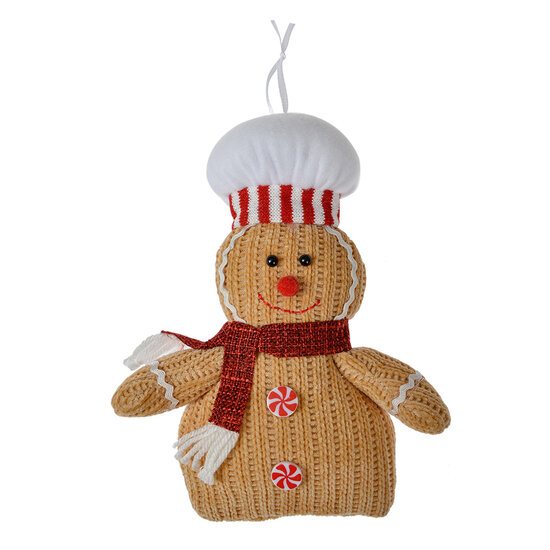 Clayre & Eef | Decoratie Hanger Peperkoekpop Bruin Rood 15x4x21 cm | 66117