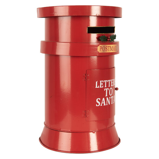 Clayre &amp; Eef   | Brievenbus Rood Wit &oslash; 24x38 cm | 6Y5856